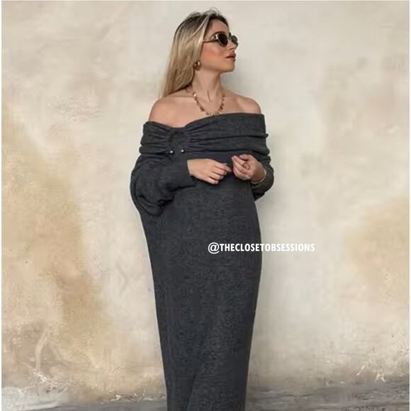 ZARA Off-the-Shoulder Knit Dress NWT - Picture 10 of 16